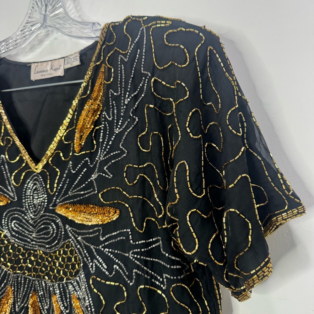 Vintage Laurence Kazar New York Hand Beaded 100% Silk Blouse - Picture 5 of 13